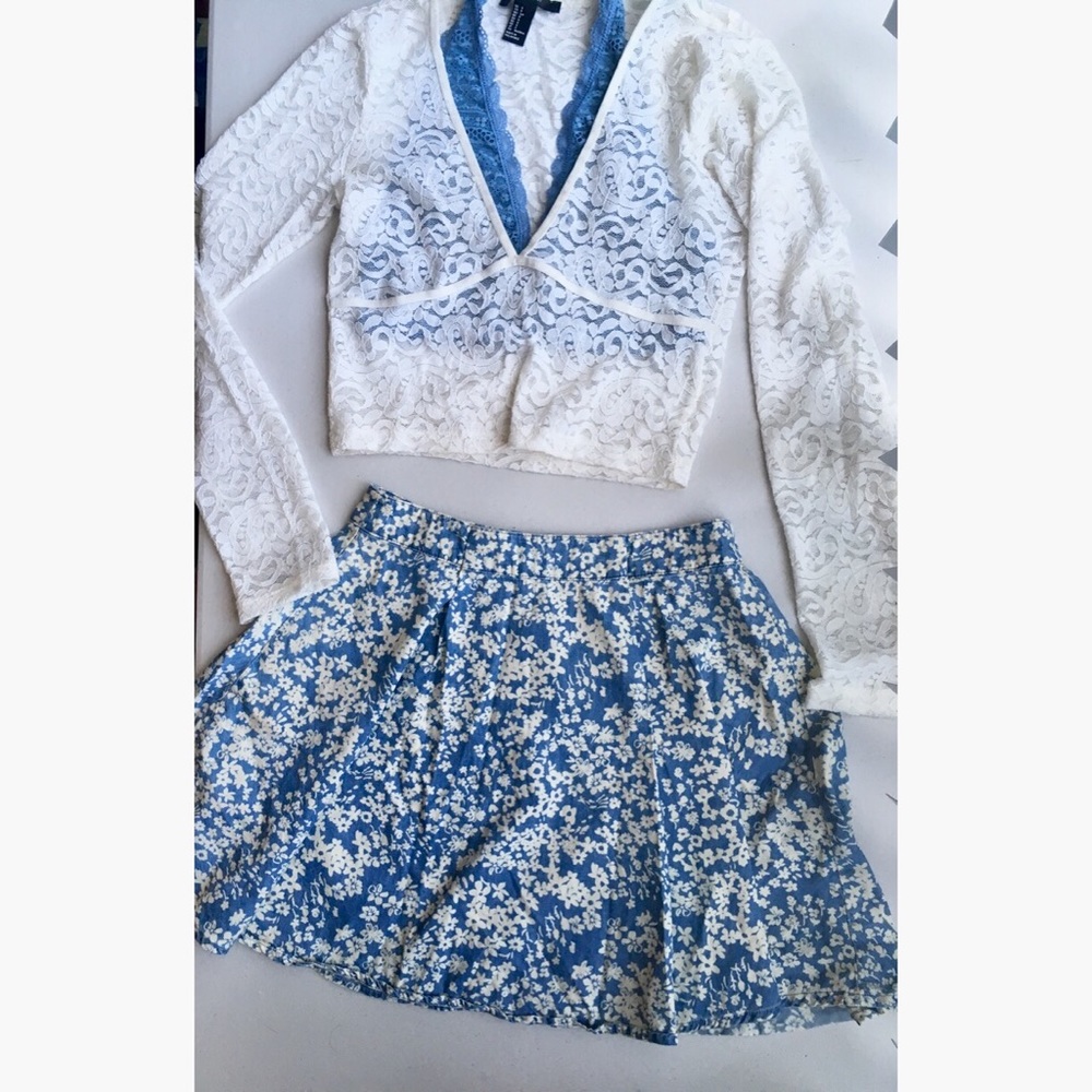 Blue floral skirt